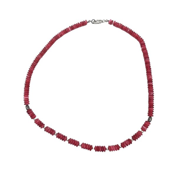 Carnelian Agate Handcrafted Red Beaded Necklace With Silver Accents Sterling Cla - Picture 4 of 5